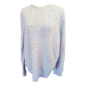Boden Fluffy Mohair Powder Blue Pointelle Sweater